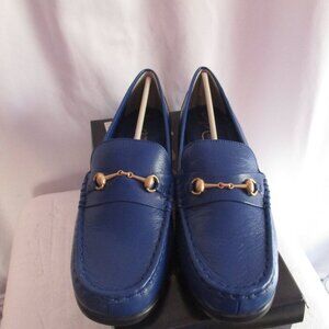 Newport Loafers Size 10 Blue Ink Bit Driving Moc Slip On Horsebit Dress